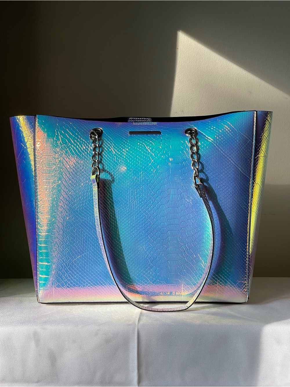 PRIMARK Iridescent Croc-Embossed Tote